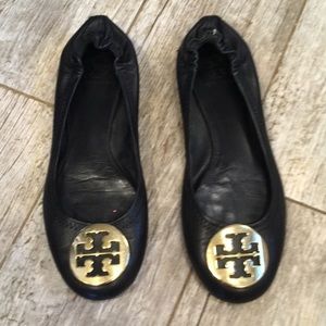 Tory Burch Minnie Travel Ballet Flats black leather size 7.5